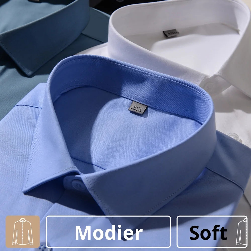 JAC22 F9001 Men's Single Breasted Formal Business Wrinkle-Resistant Stretch Long Sleeve Shirt