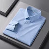 Men's Oxford Polyester/Cotton Turn-down Collar Non-ironing Machine Washable Breathable High-end Solid Color Moisture-wicking