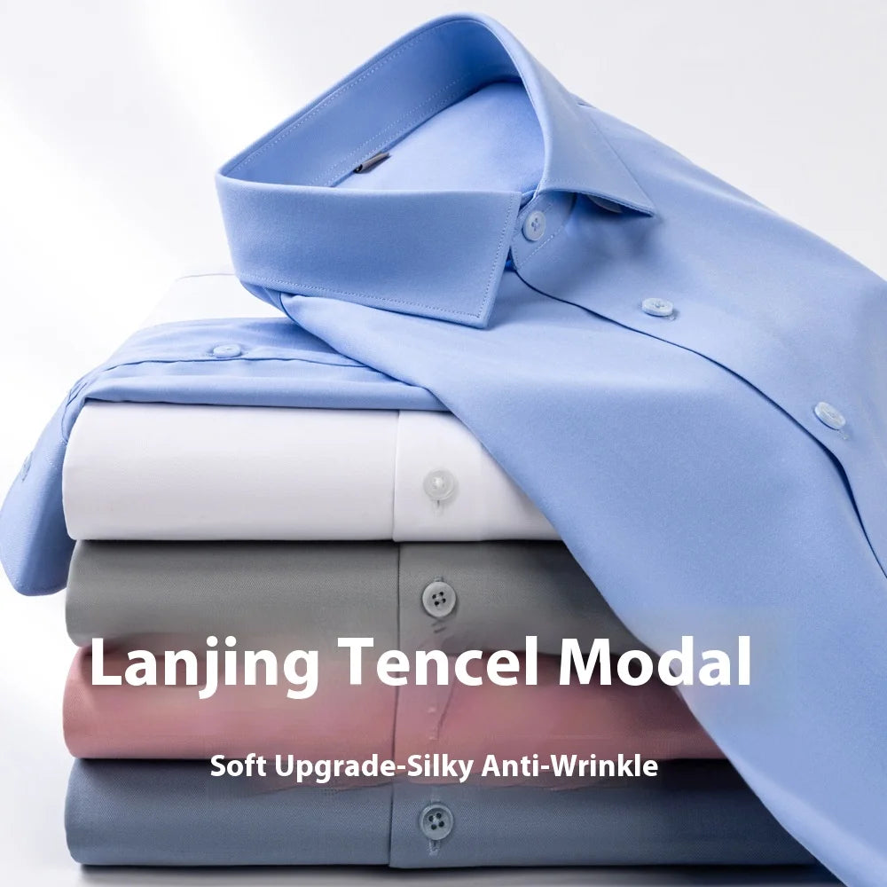 JAC22 F9001 Men's Single Breasted Formal Business Wrinkle-Resistant Stretch Long Sleeve Shirt