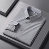 Men's Oxford Polyester/Cotton Turn-down Collar Non-ironing Machine Washable Breathable High-end Solid Color Moisture-wicking