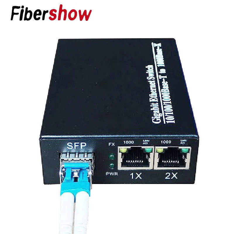 Gigabit media converter 1 port sfp to 2 rj45 gigabit optical fiber GPOn/Epon OLT ethernet for ip camera 10/100/1000M