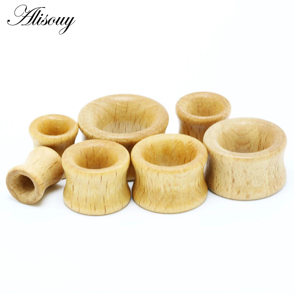 1PC Fashion Ear Plugs Wood Flesh Tunnels Saddle Ear Gauges 6mm-20mm Solid Hollow Body Piercing Jewelry For Men Women Expanders