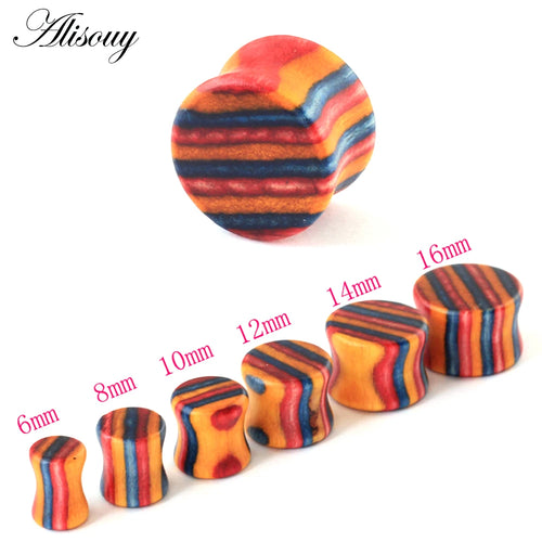 1PC Fashion Ear Plugs Wood Flesh Tunnels Saddle Ear Gauges 6mm-20mm Solid Hollow Body Piercing Jewelry For Men Women Expanders