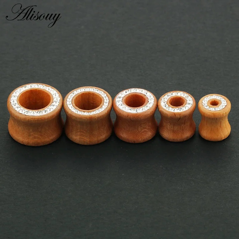 1PC Fashion Ear Plugs Wood Flesh Tunnels Saddle Ear Gauges 6mm-20mm Solid Hollow Body Piercing Jewelry For Men Women Expanders