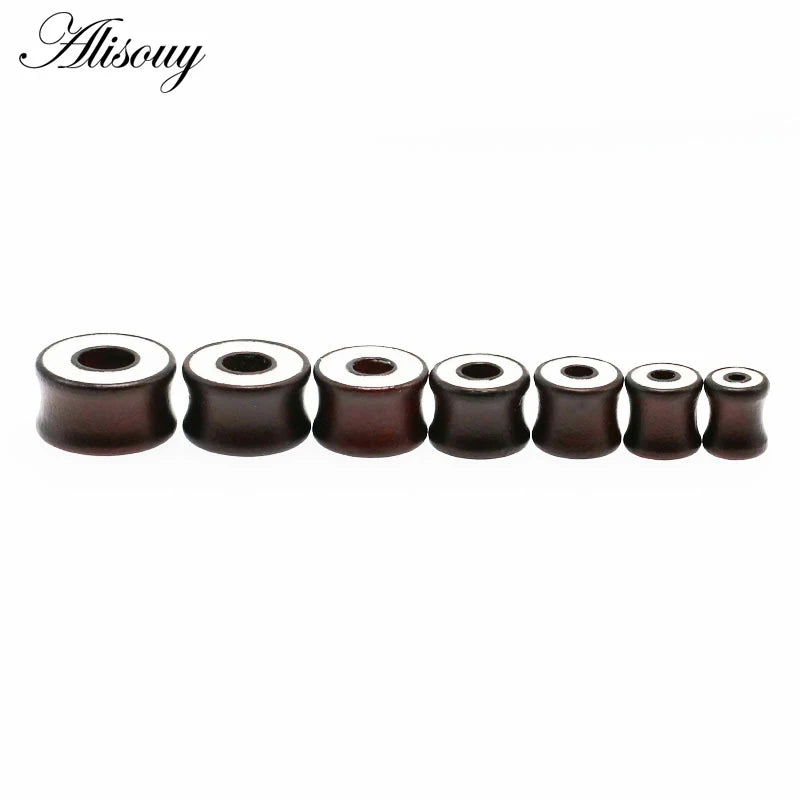 1PC Fashion Ear Plugs Wood Flesh Tunnels Saddle Ear Gauges 6mm-20mm Solid Hollow Body Piercing Jewelry For Men Women Expanders