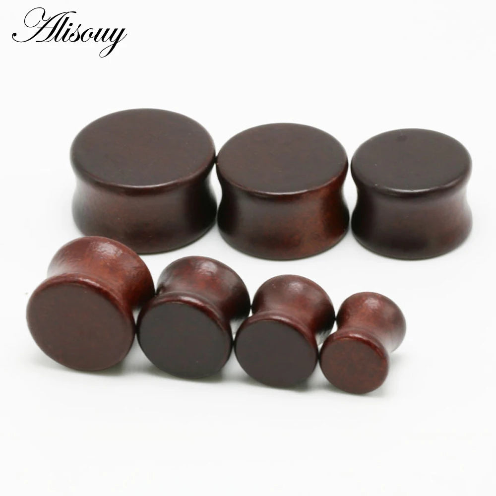 1PC Fashion Ear Plugs Wood Flesh Tunnels Saddle Ear Gauges 6mm-20mm Solid Hollow Body Piercing Jewelry For Men Women Expanders