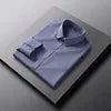 RNSHANGER Men Plain Dress Shirts Casual No-Ironing Solid Long Sleeved Shirt White Black Gray Red Male Social Formal Shirts