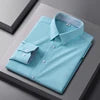 Men's Oxford Polyester/Cotton Turn-down Collar Non-ironing Machine Washable Breathable High-end Solid Color Moisture-wicking