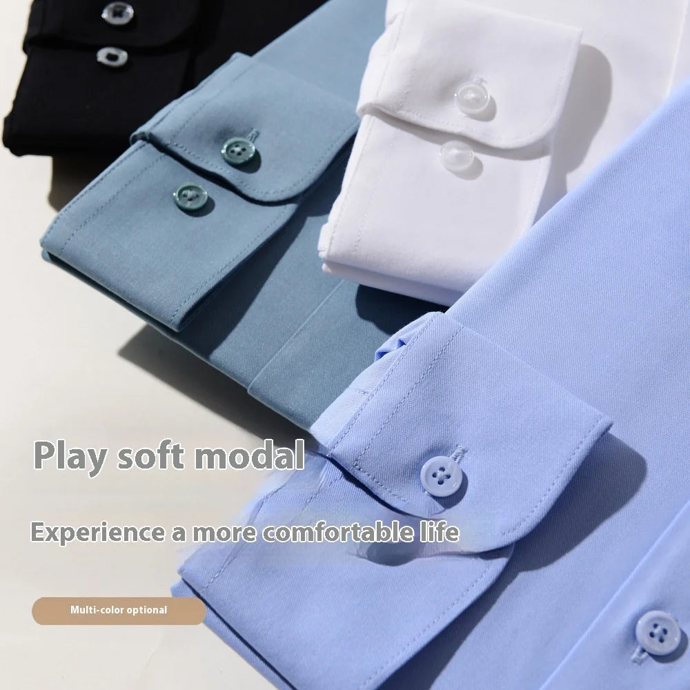 JAC22 F9001 Men's Single Breasted Formal Business Wrinkle-Resistant Stretch Long Sleeve Shirt