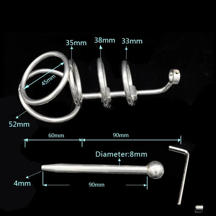 Stainless Steel Male Chastity Device with Urethra Tube Chastity Belt Cock Cage Lockable Virginity Penis Ring Penis Men A071