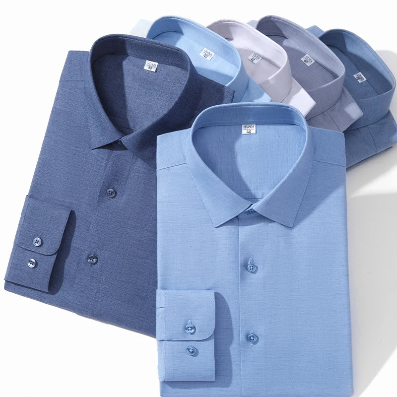 Modal 23.2% Linen 7.8% Polyester67.5% Spandex1.7% Anti-wrinkle Men's Shirts Long Sleeve Casual Short Sleeve Shirts for Men White