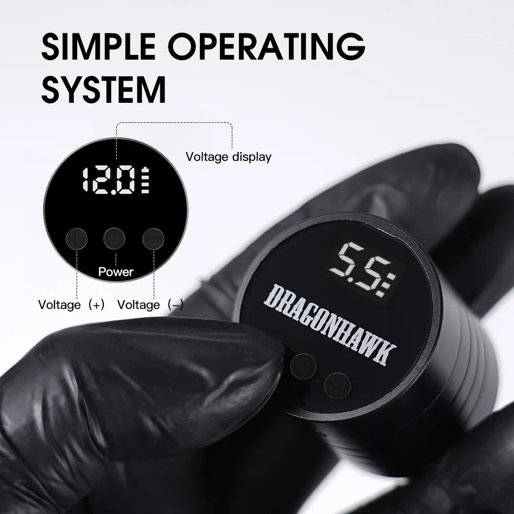Dragonhawk Wireless Tattoo Battery Fast Charge RCA Connection Rechargeable LCD Screen Tattoo Power Supply Battery