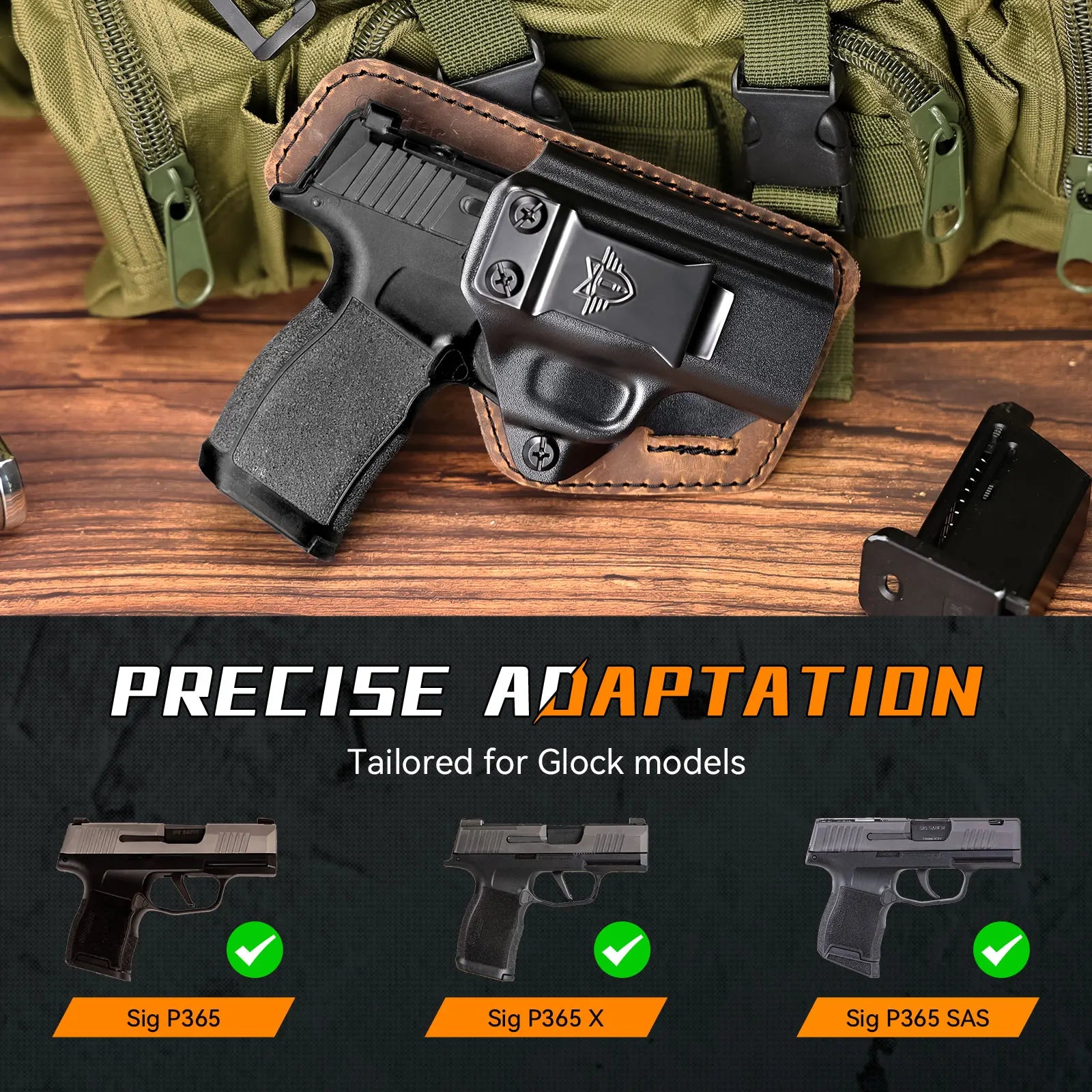 2026 New Concealed Carry IWB Holster Kydex Leather Pistol Holster Quick Draw Right Hand Gun Holder for G3C Sig Sauer P365