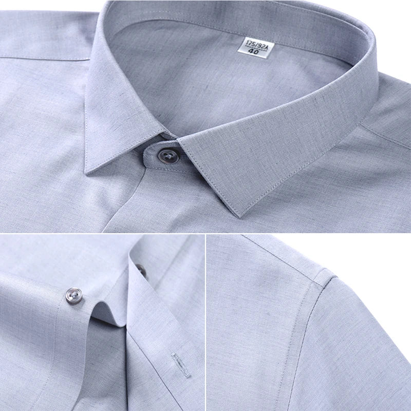 Men's micro-stretch business casual formal fashion classic social comfortable breathable linen modal cotton long-sleeved shirt