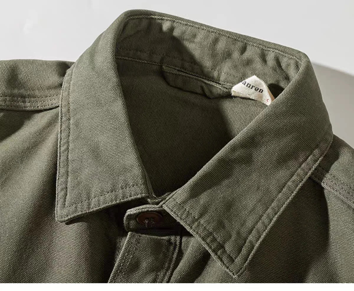 New Retro American Casual Work Shirt Men's Cardigan Jacket Contrast Color Patch Trendy Brand Handsome Long-sleeved Shirt