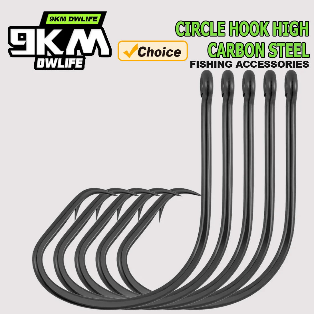 9KM Fishing Hook Inline Circle Hook Barbed Live Bait Hooks High Carbon Steel Wide Gap Hook for Catfish Striped Bass Saltwater