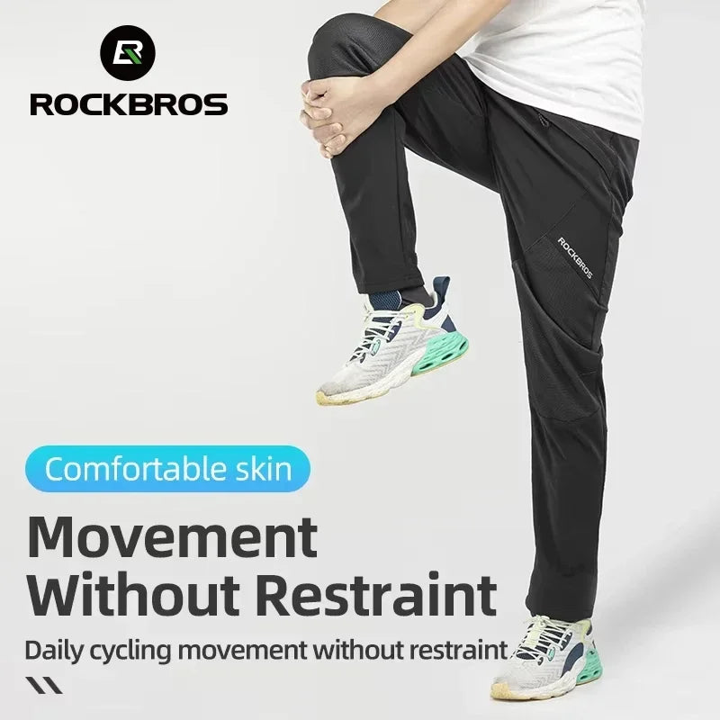 ROCKBROS Winter Cycling Pants for Men Women Windproof Breathable Fleeced Long Sports Running Camping Reflective Bike Pants