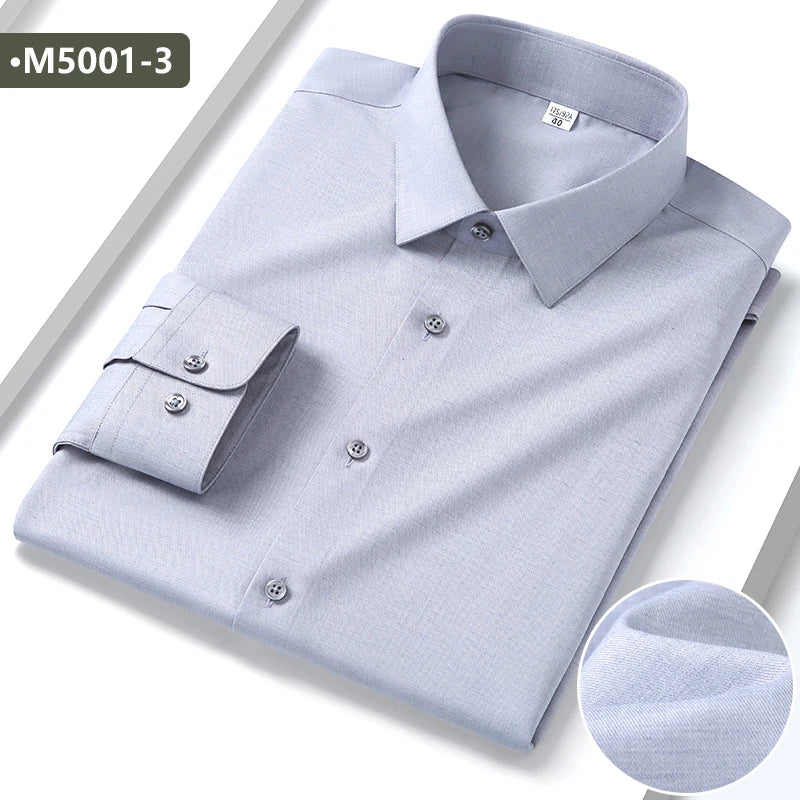 Modal 23.2% Linen 7.8% Polyester67.5% Spandex1.7% Anti-wrinkle Men's Shirts Long Sleeve Casual Short Sleeve Shirts for Men White