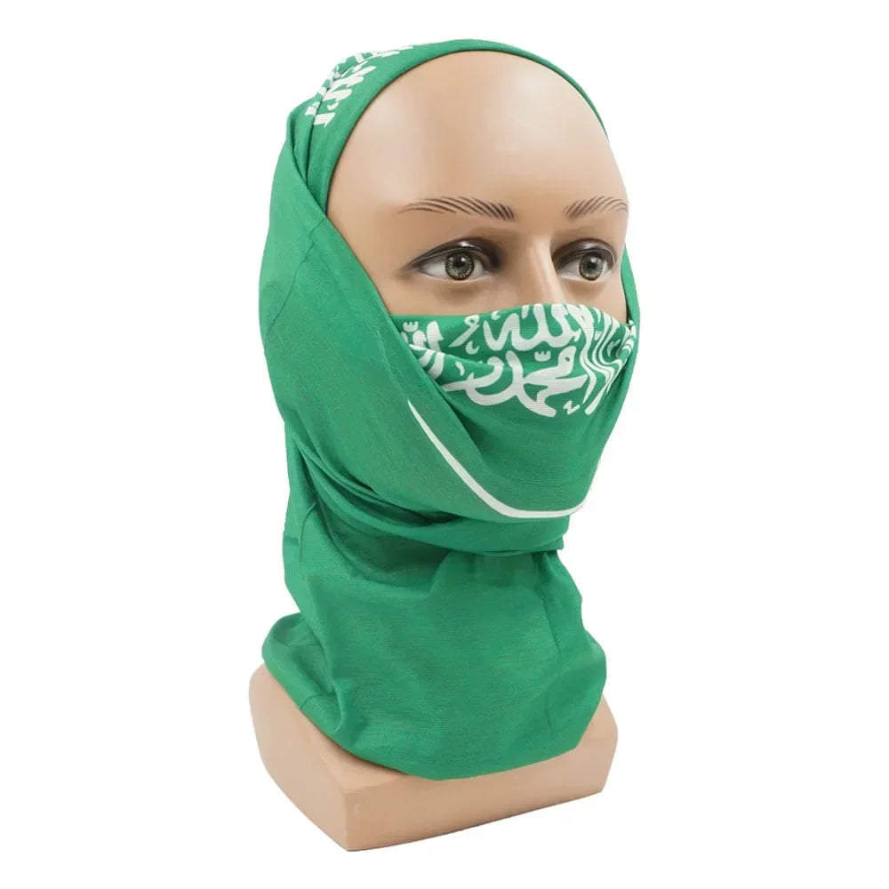 Palestine Iran Qatar Saudi Arabia Flag Pattern Headwear Neck Gaiter Warmer West Asia National Flag Face Bandana Biker Tube Scarf