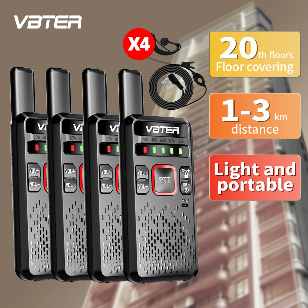 2/4PCS VBTER Handheld Walkie Talkie WBT-V1 ham radio of communication UHF 5W High-Power Mini Portable Radio 3-5km two-way radio