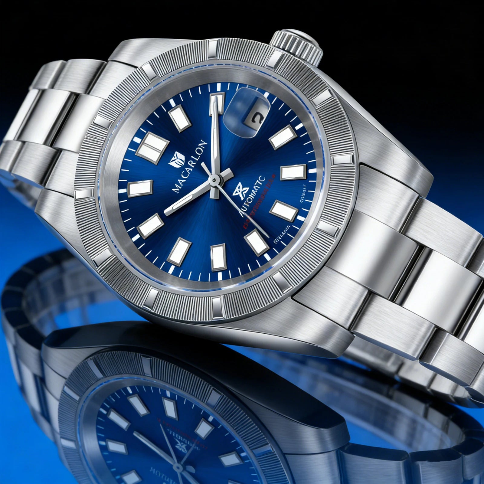 New MACARLON Design 38mm Mechanical Watch Men Sapphire Glass Luminous Stainless Steel Waterproof China NH35 Automatic Watch