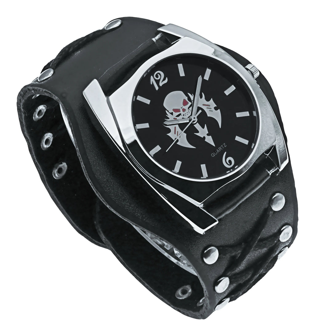 New Black Button Skull Head Motorcycle Heavy Metal Style Quartz Men's Watch Casual Waterproof Watch Birthday Gift