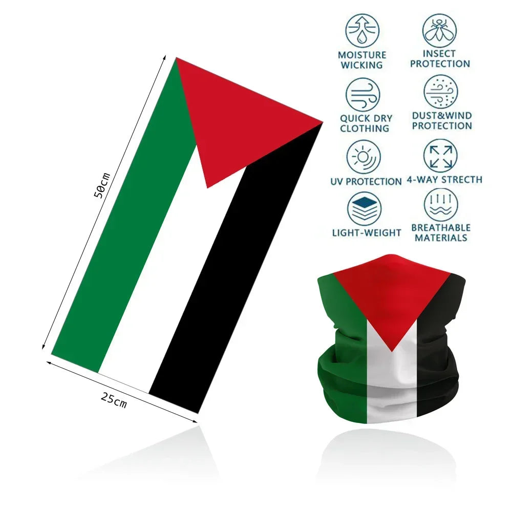 Palestine Iran Qatar Saudi Arabia Flag Pattern Headwear Neck Gaiter Warmer West Asia National Flag Face Bandana Biker Tube Scarf
