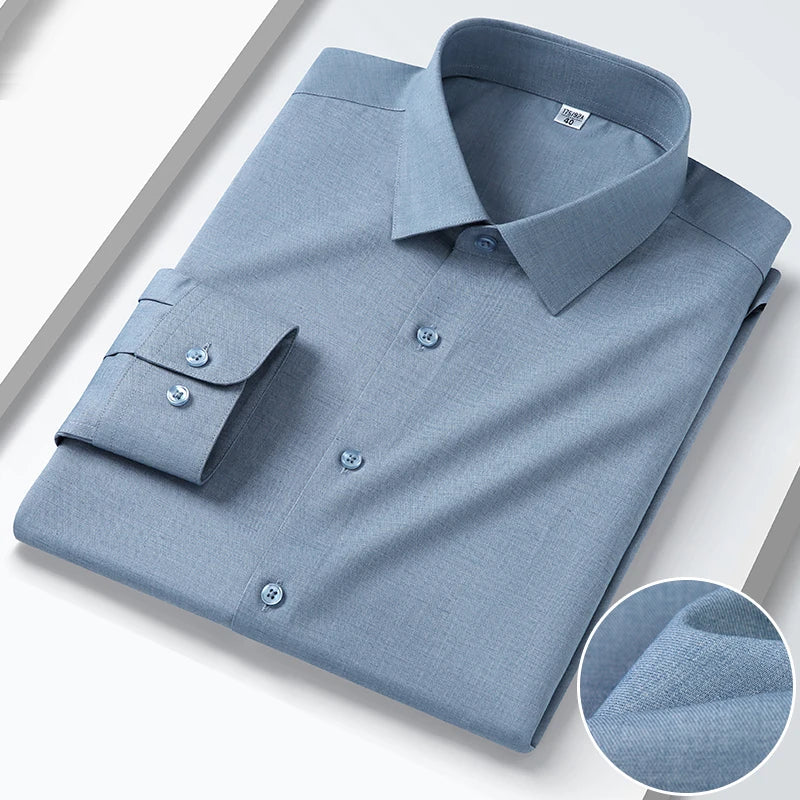 Men's micro-stretch business casual formal fashion classic social comfortable breathable linen modal cotton long-sleeved shirt
