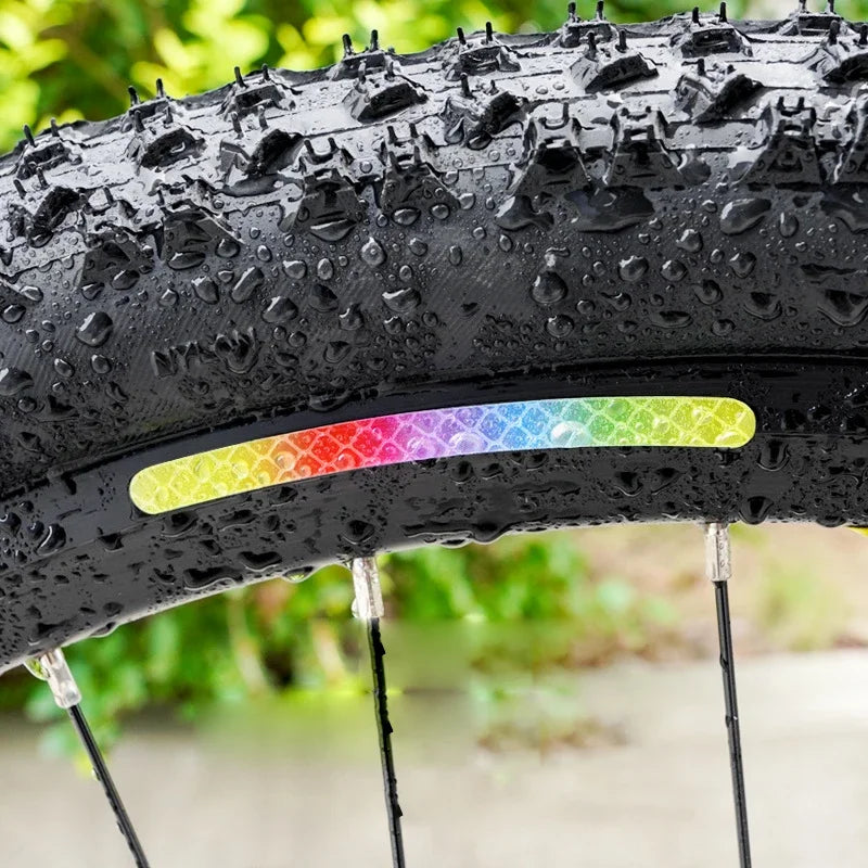 20/40pcs Bicycle Reflective Sticker for Bike Wheels Rainbow Red White Sticker for Car Motocycle Night Safety Warning Sticker
