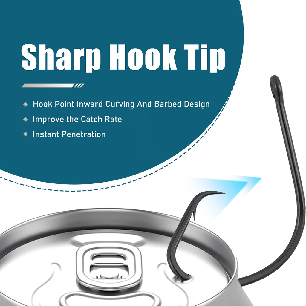 9KM Fishing Hook Inline Circle Hook Barbed Live Bait Hooks High Carbon Steel Wide Gap Hook for Catfish Striped Bass Saltwater