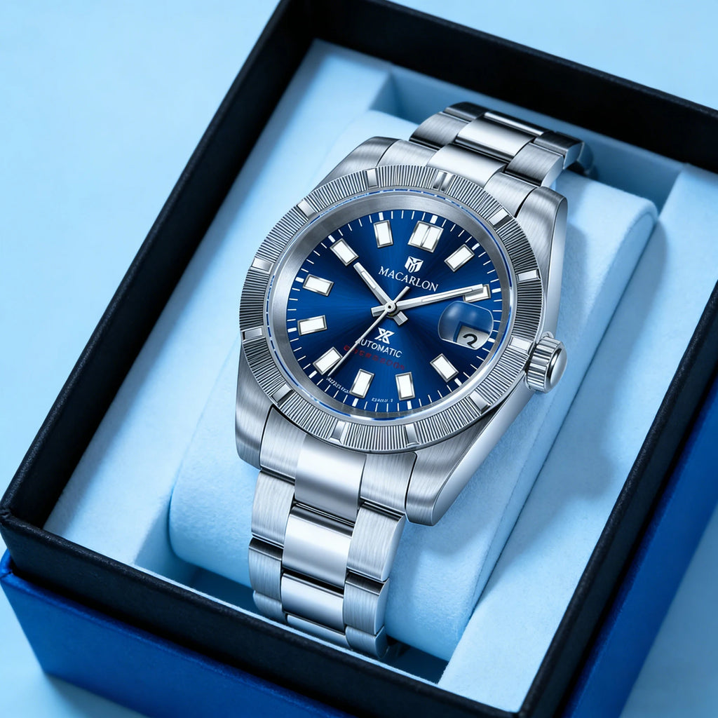 New MACARLON Design 38mm Mechanical Watch Men Sapphire Glass Luminous Stainless Steel Waterproof China NH35 Automatic Watch