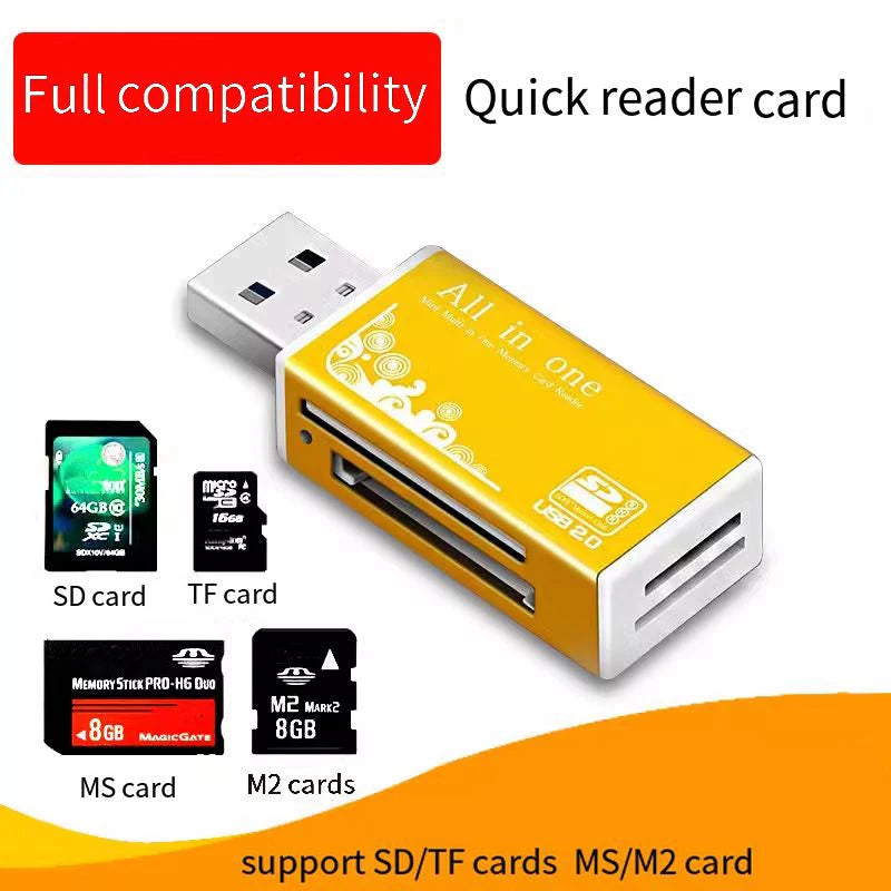 4In1 TF Micro M2 SD MS Memory Card Reader High Speed USB2.0 MMC Adapter Plug For Laptop Computer Desktop Pc Vehicle Speaker