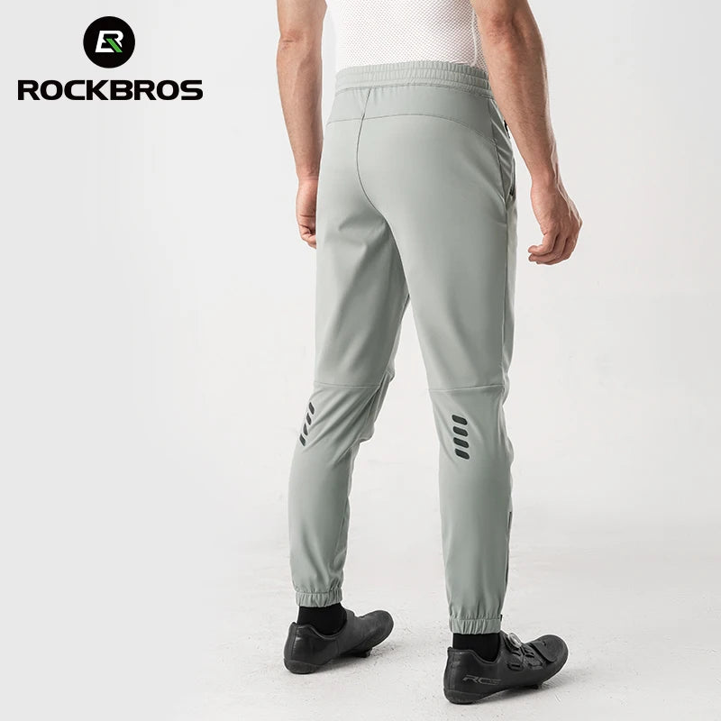 ROCKBROS Autumn Winter Cycling Pants High Elastic Waterproof Windproof Thermal Fleece Trousers Men Cycling Outdoor Sports Pants