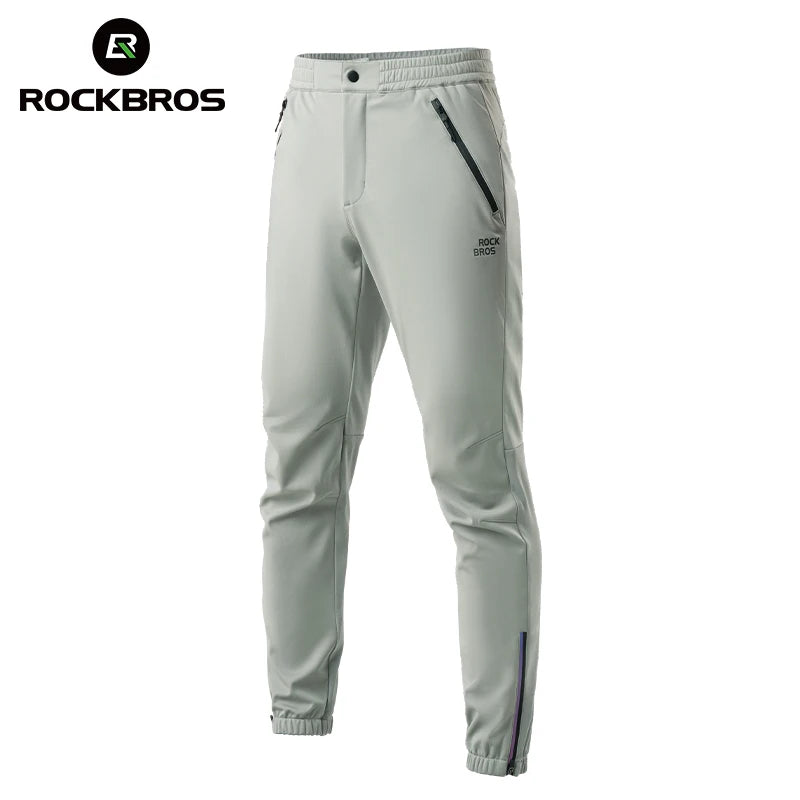 ROCKBROS Cycling Pants Autumn Winter Casual Windproof Fleece-lined Long Pants Riding Fitness Trousers Outdoor Warmth Pants