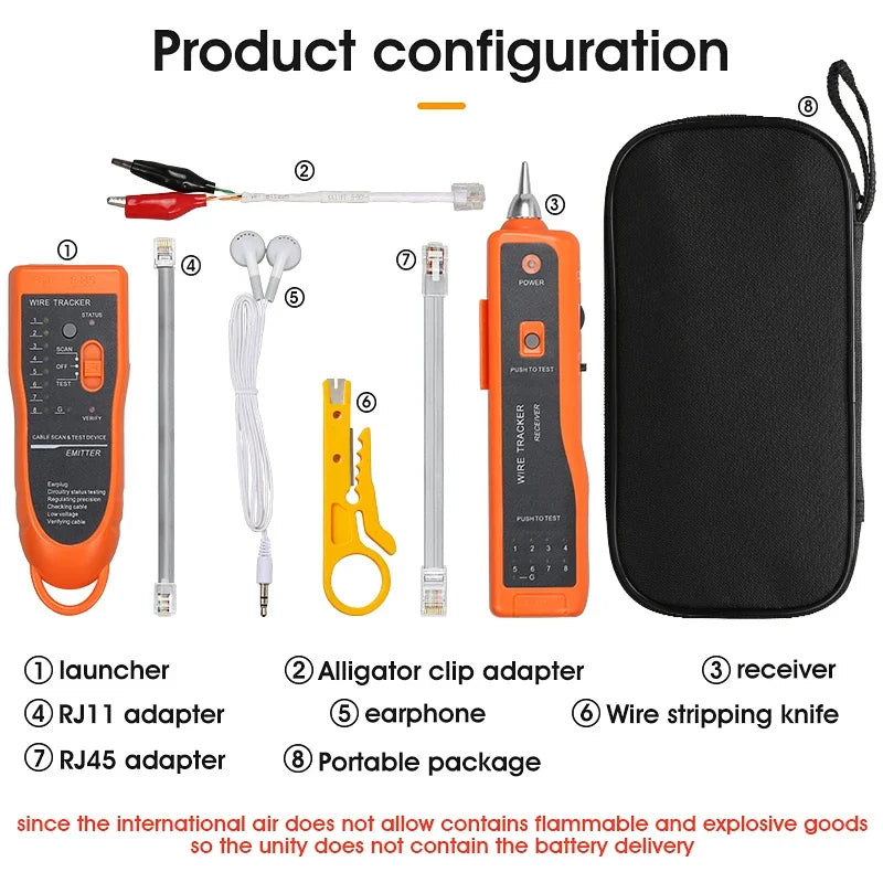 XQ-350 LAN Network Cable Tester Cat5 Cat6 RJ45 UTP STP Detector Line Finder Telephone Wire Tracker Tracer Diagnose Tone Tool Kit