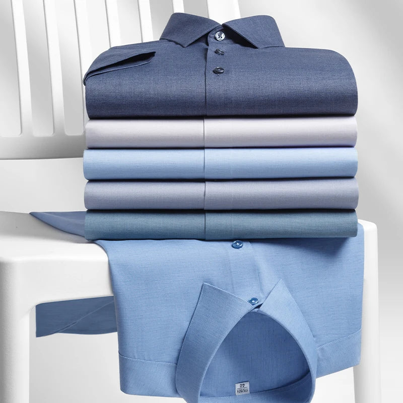 Modal 23.2% Linen 7.8% Polyester67.5% Spandex1.7% Anti-wrinkle Men's Shirts Long Sleeve Casual Short Sleeve Shirts for Men White