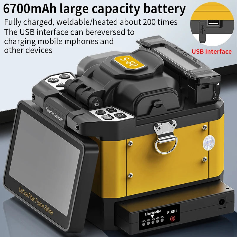 COMPTYCO 6 Motors Fiber Optic Fusion Splicer S-80/A-80S/A-80F/A-10 FTTH Optical Fiber Fusion Machine Touch Screen 10 Languages