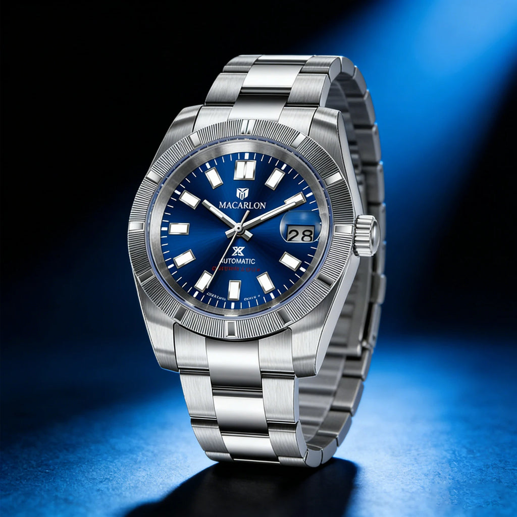 New MACARLON Design 38mm Mechanical Watch Men Sapphire Glass Luminous Stainless Steel Waterproof China NH35 Automatic Watch