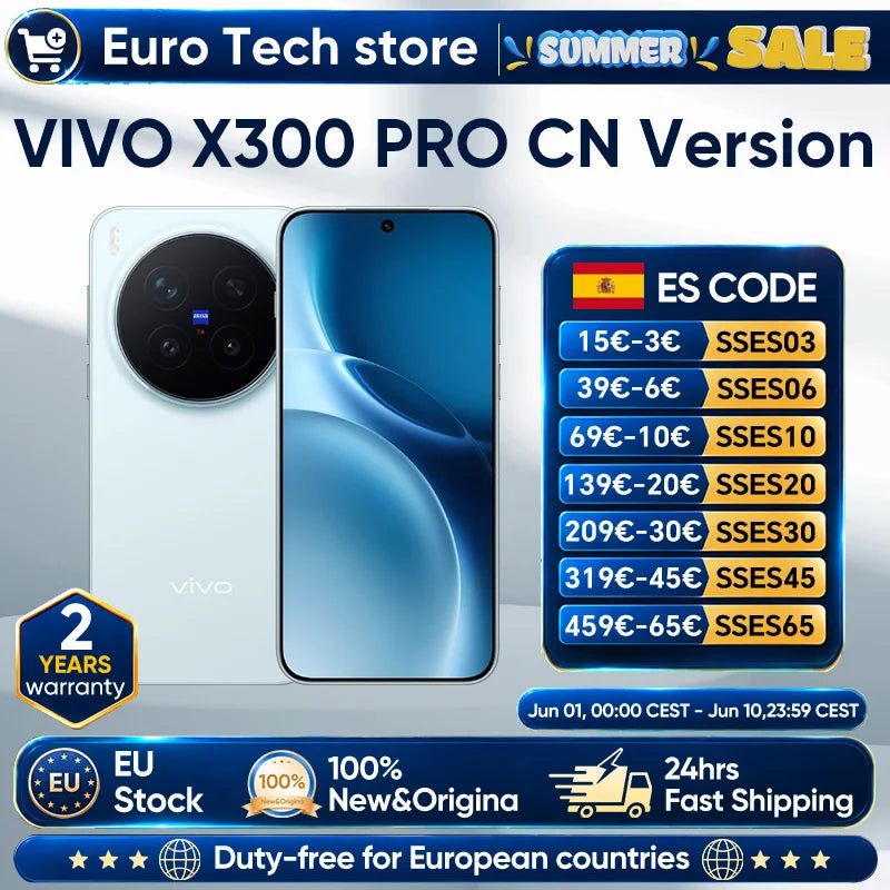VIVO X300 Pro 5G Smartphone Dimensity 9500 6.78″AMOLED Display 6510mAh 90W FlashCharge 200MP ZEISS APO Telephoto Camera NFC OTG