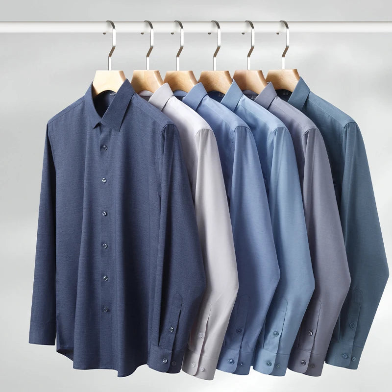 Modal 23.2% Linen 7.8% Polyester67.5% Spandex1.7% Anti-wrinkle Men's Shirts Long Sleeve Casual Short Sleeve Shirts for Men White