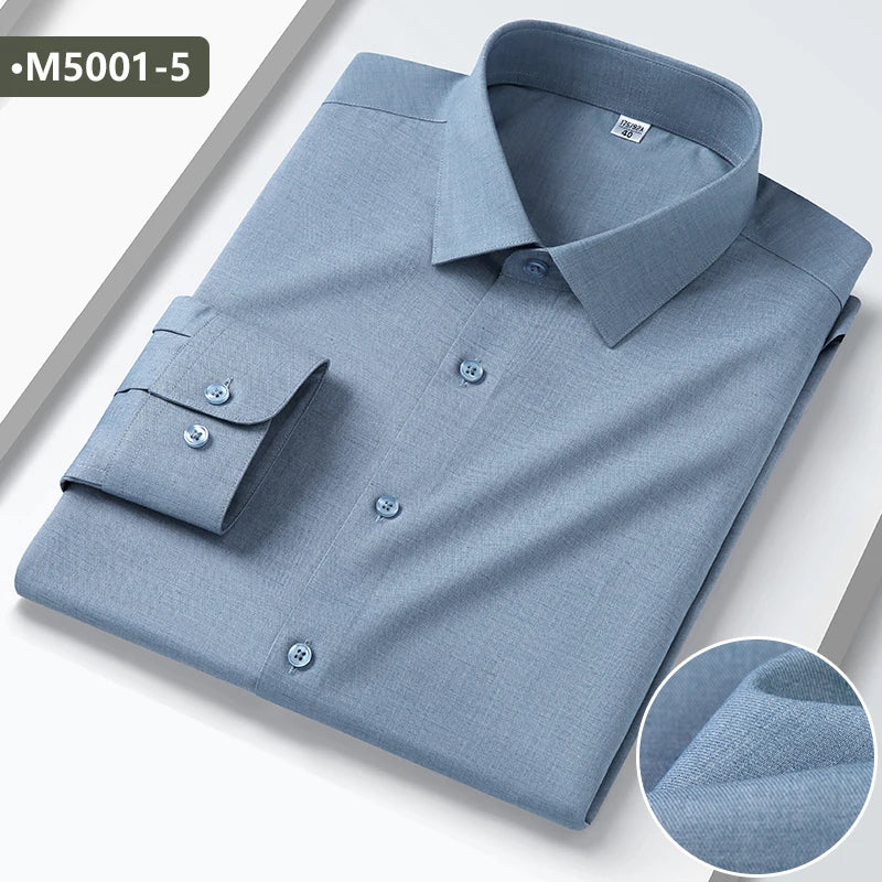 Men's micro-stretch business casual formal fashion classic social comfortable breathable linen modal cotton long-sleeved shirt