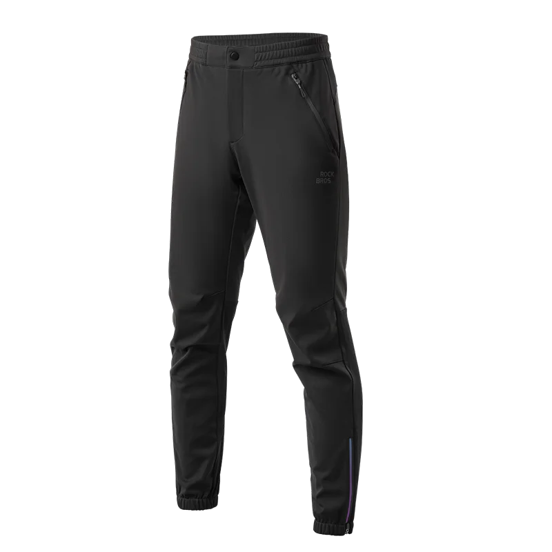 ROCKBROS Autumn Winter Cycling Pants Warm Fleece Windproof Thermal Bicycle Casual Pants Outdoor Sports Men Bike Fitness Trousers