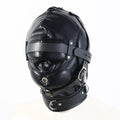 BDSM Adult Cosplay Games PU Leather Black Mask Hood Halloween Party Bondage Face Cover Sexy Fetish Full Head Hood With Lock