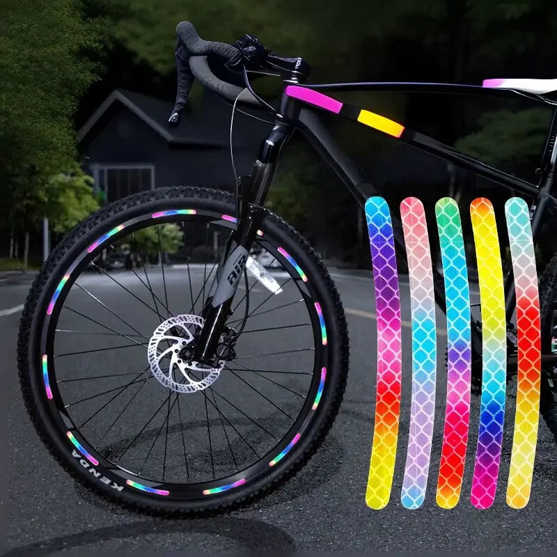 20/40pcs Bicycle Reflective Sticker for Bike Wheels Rainbow Red White Sticker for Car Motocycle Night Safety Warning Sticker