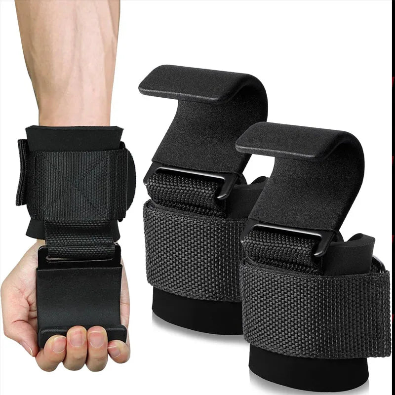 2pcs Heavy Duty Lifting Hooks with Wrist Support Straps for Pull-Ups and Deadlifts, Gym Fitness Grip Gear for Men and Women