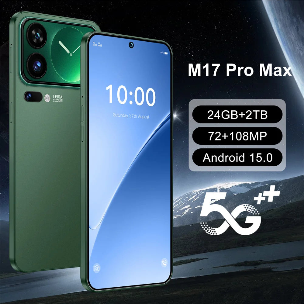 New M17 Pro Max Smartphone 5G 7.3HD Android Mobile Phones 22G+2TB Cellphone Dual SIM 7800mAh Cell Phone Unlocked Global Version