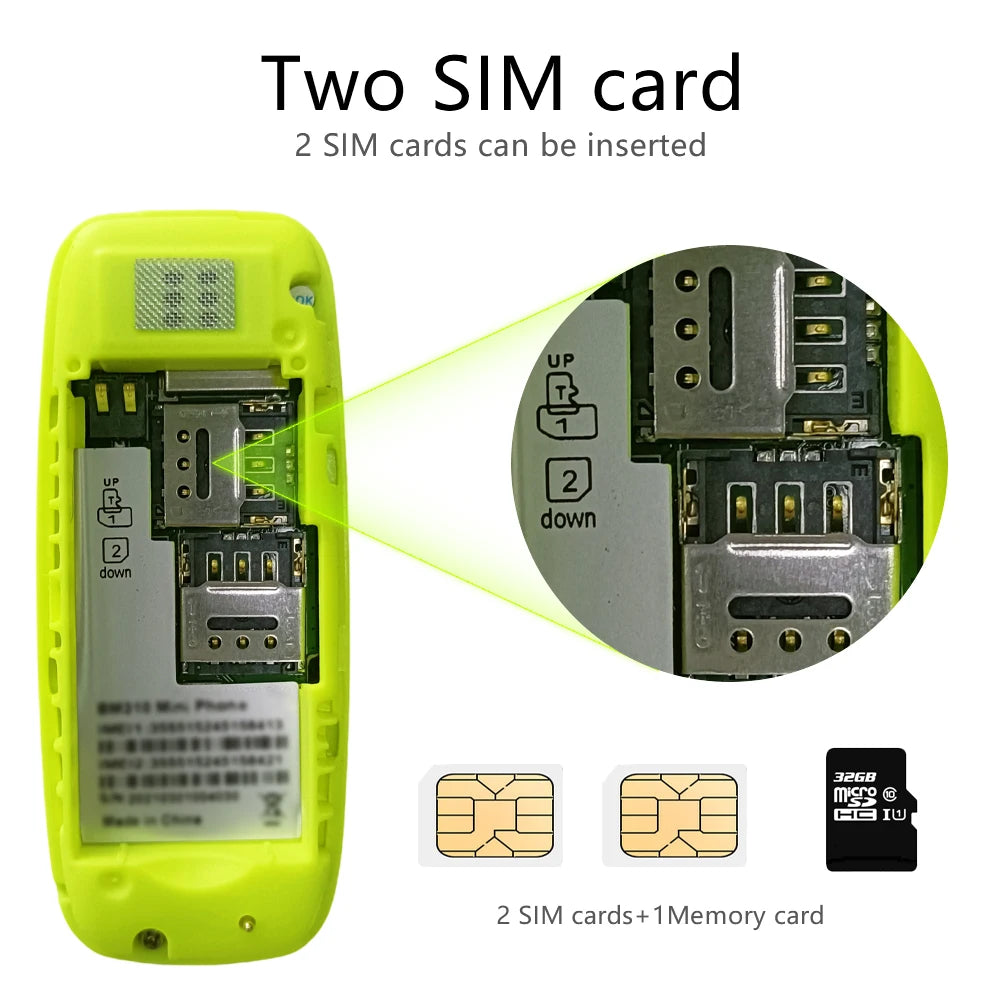 SERVO BM310 Mini Mobile Phone Dual SIM Standby Call Recording Bluetooth Dial Blacklist MP3 Player 2G GSM Backup Small Cellphones