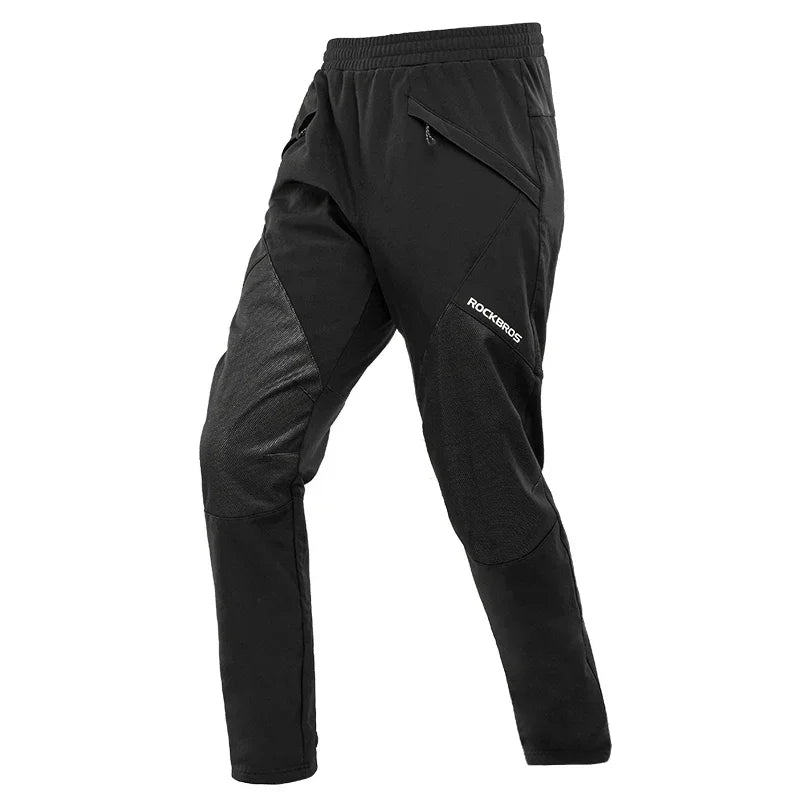 ROCKBROS Winter Cycling Pants for Men Women Windproof Breathable Fleeced Long Sports Running Camping Reflective Bike Pants