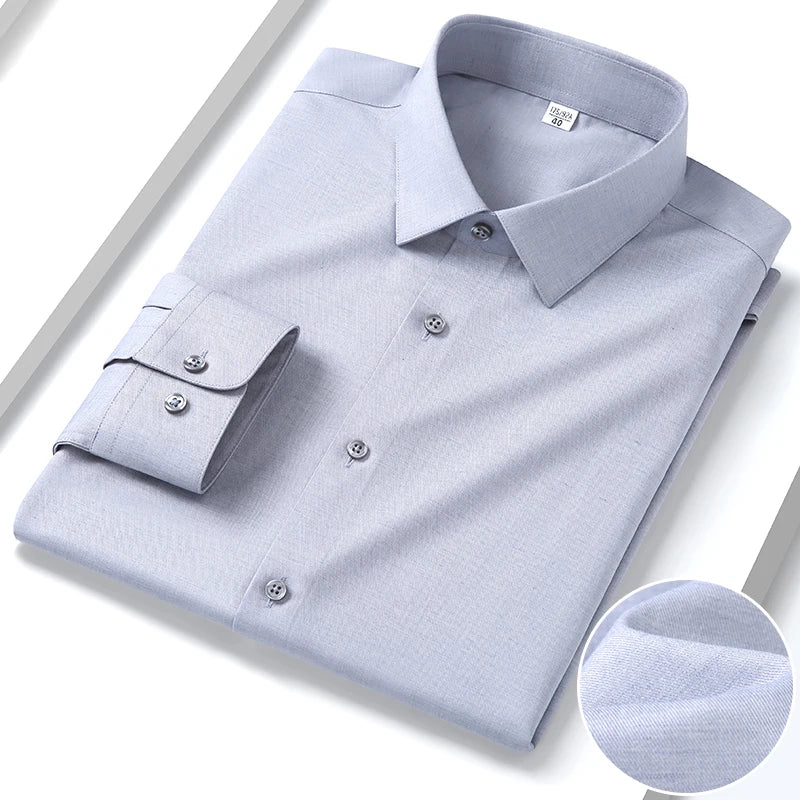 Men's micro-stretch business casual formal fashion classic social comfortable breathable linen modal cotton long-sleeved shirt