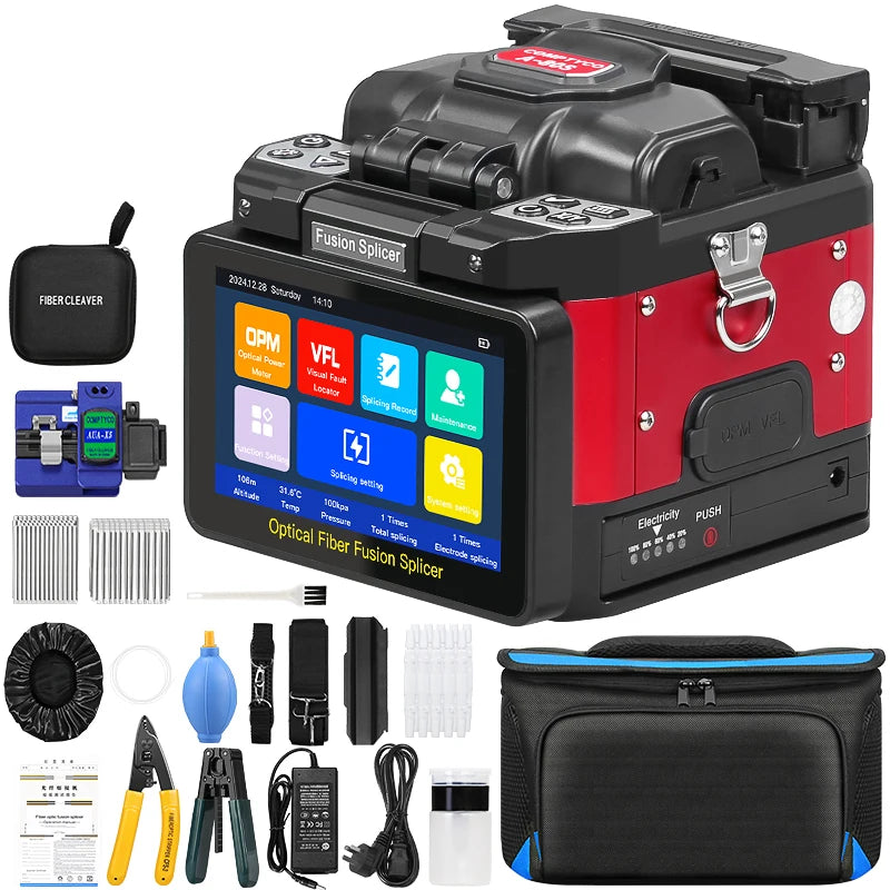 COMPTYCO 6 Motors Fiber Optic Fusion Splicer S-80/A-80S/A-80F/A-10 FTTH Optical Fiber Fusion Machine Touch Screen 10 Languages